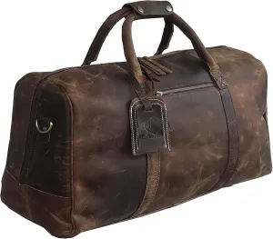 Genuine Leather Duffel | Travel Overnight Weekend Leather Bag | Sports Gym Duffel for Men (21" L x 12" H x 10")
