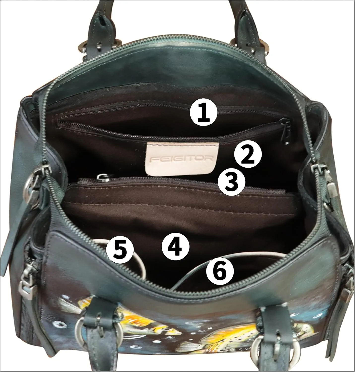 Genuine Leather Handbag for Women Hand Painted Leather Top Handle Purse Handmade Crossbody Satchel Tote Bag