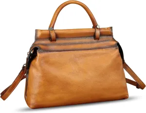 Genuine Leather Handbag for Women Retro Leather Crossbody Bag Pouch Vintage Handbag Purse Ladies Satchel