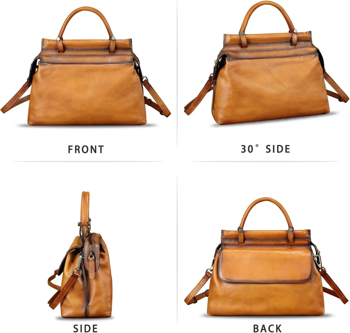 Genuine Leather Handbag for Women Retro Leather Crossbody Bag Pouch Vintage Handbag Purse Ladies Satchel
