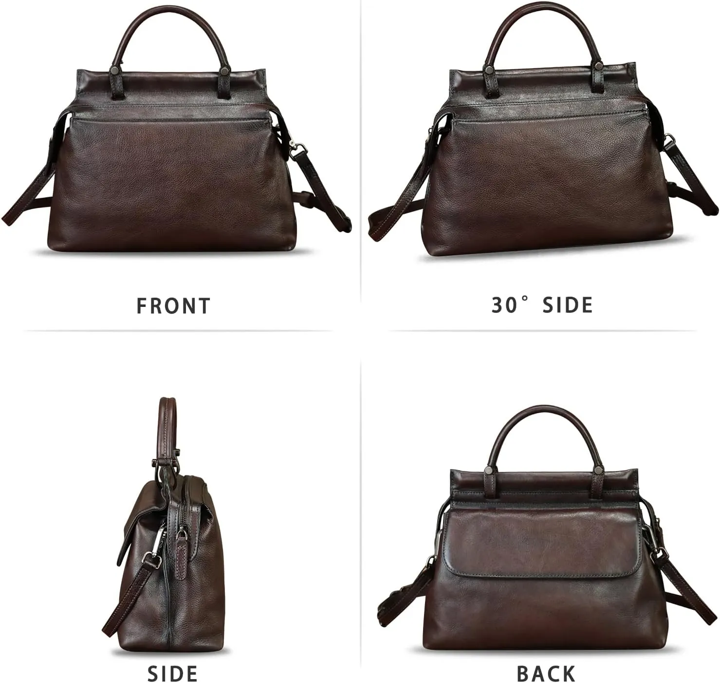 Genuine Leather Handbag for Women Retro Leather Crossbody Bag Pouch Vintage Handbag Purse Ladies Satchel
