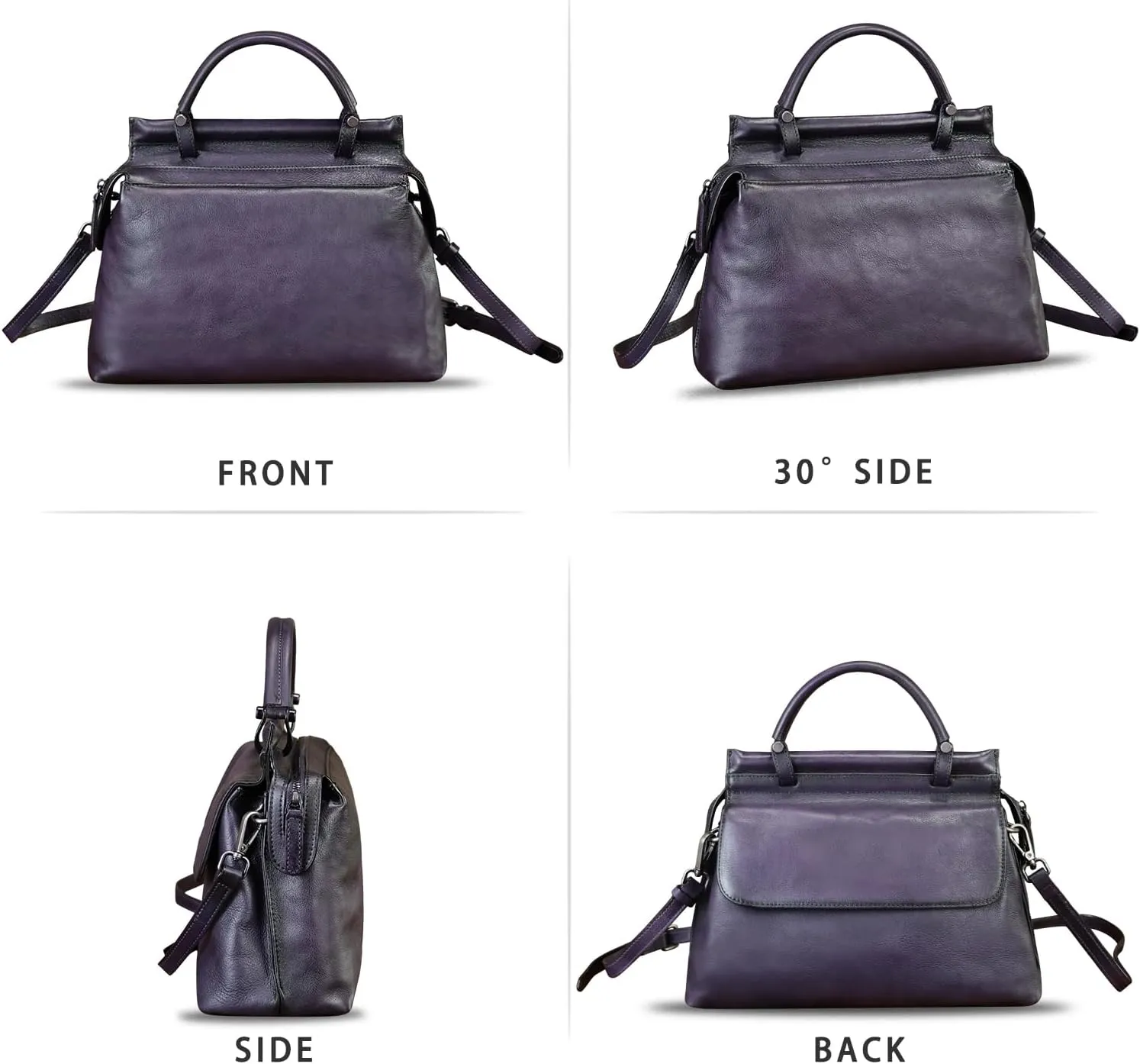 Genuine Leather Handbag for Women Retro Leather Crossbody Bag Pouch Vintage Handbag Purse Ladies Satchel