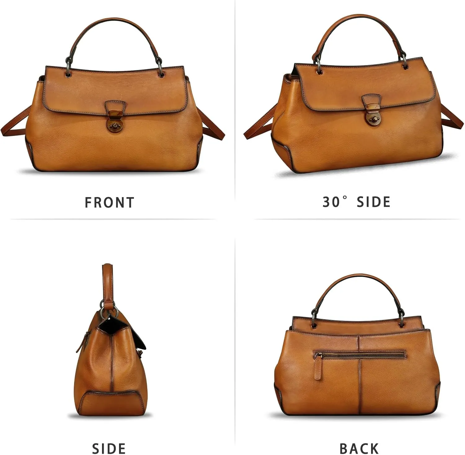Genuine Leather Handbag Satchel for Women Retro Leather Crossbody Bag Pouch Vintage Ladies Handbag Purse