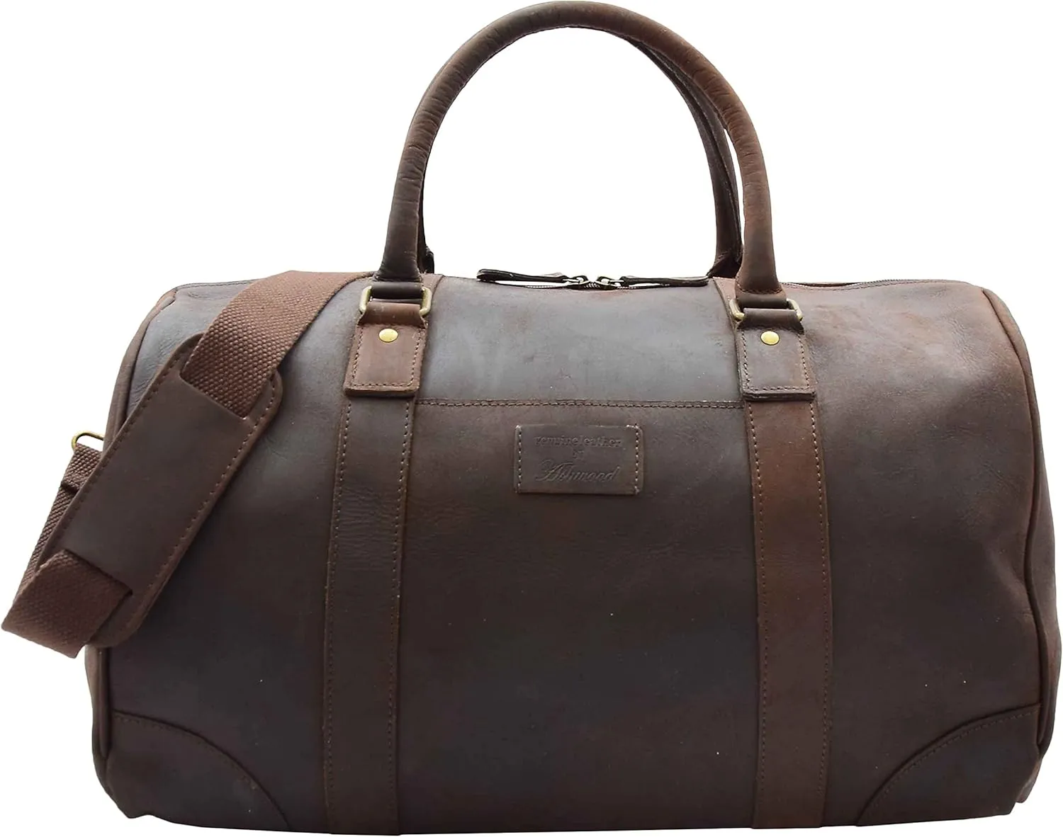 Genuine Leather Holdall Weekend Multi Use Cabin Travel Gym Sports Duffle Bag ADEL, Brown, L, Holdall