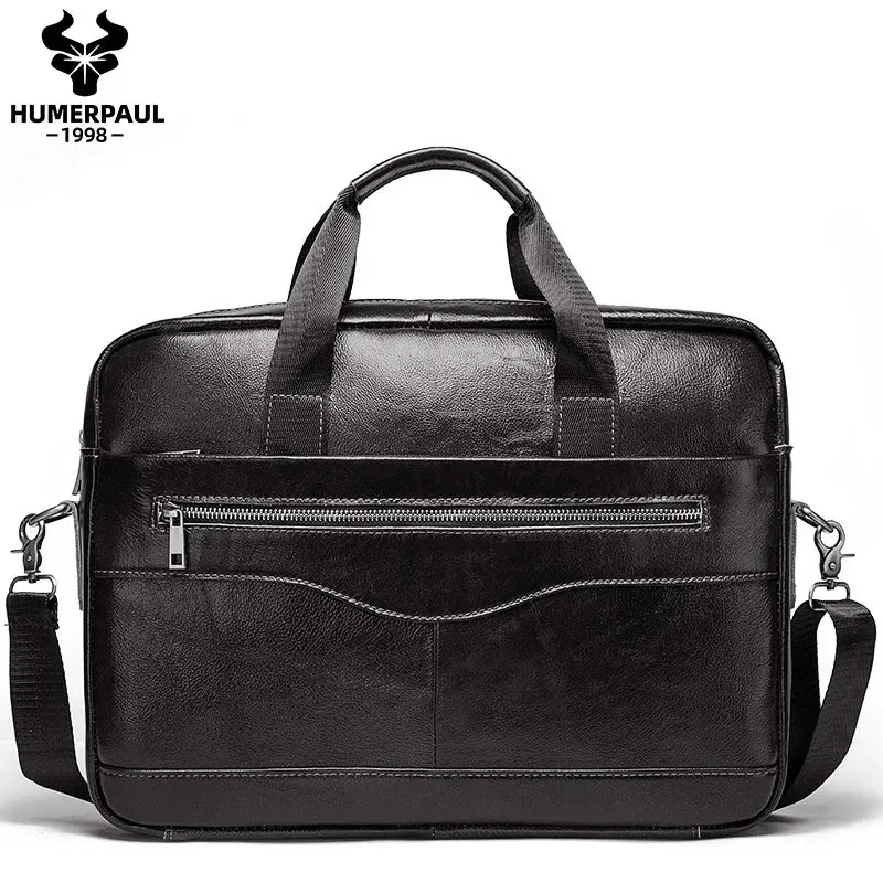 Genuine Leather Men’s Briefcase – Portable Laptop Office Handbag