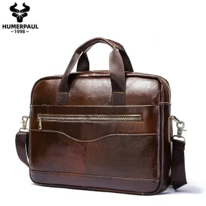 Genuine Leather Men’s Briefcase – Portable Laptop Office Handbag