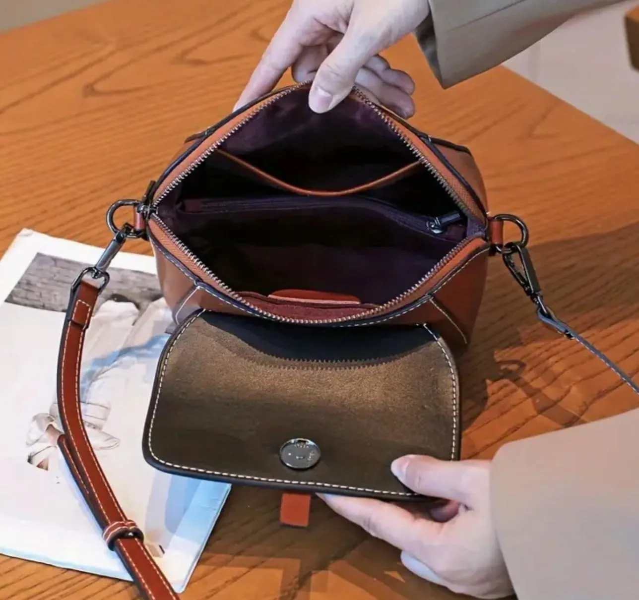 Genuine Leather Mini Small Crossbody Shoulder Bag for Women, Real Cow Leather Handbag Purse