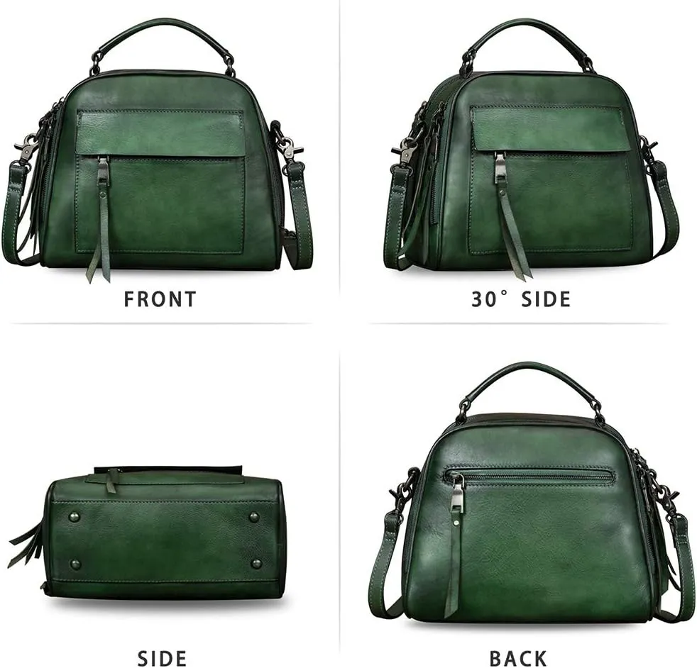 Genuine Leather Purses and Handbags for Women Shoulder Bag Vintage Handmade Real Leather Crossbody Satchel Purse with Strap