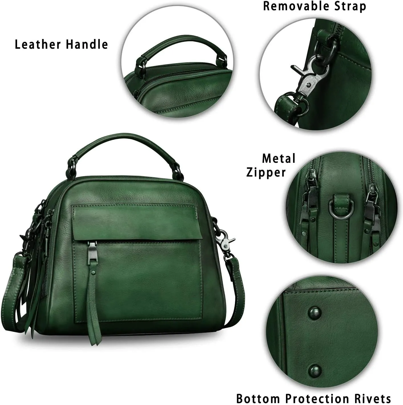 Genuine Leather Purses and Handbags for Women Shoulder Bag Vintage Handmade Real Leather Crossbody Satchel Purse with Strap
