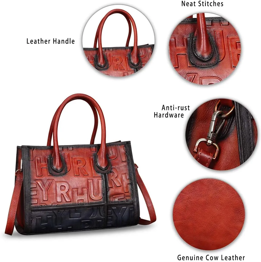 Genuine Leather Purses and Handbags for Women Vintage Real Leather Tote Bag Shoulder Bag Top Handle Satchel Purse