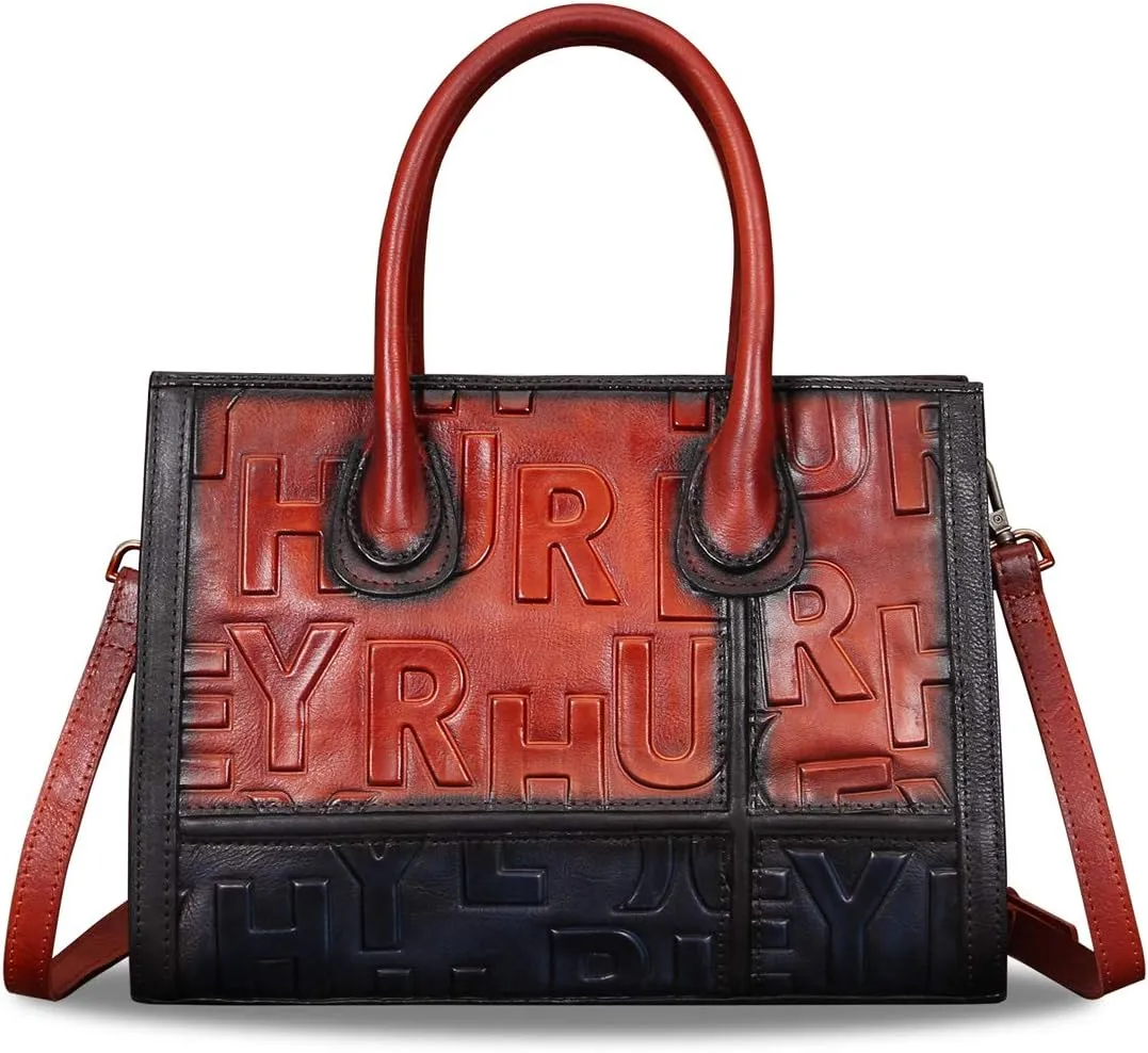 Genuine Leather Purses and Handbags for Women Vintage Real Leather Tote Bag Shoulder Bag Top Handle Satchel Purse