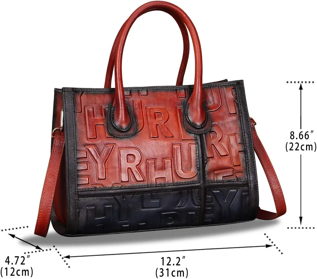 Genuine Leather Purses and Handbags for Women Vintage Real Leather Tote Bag Shoulder Bag Top Handle Satchel Purse