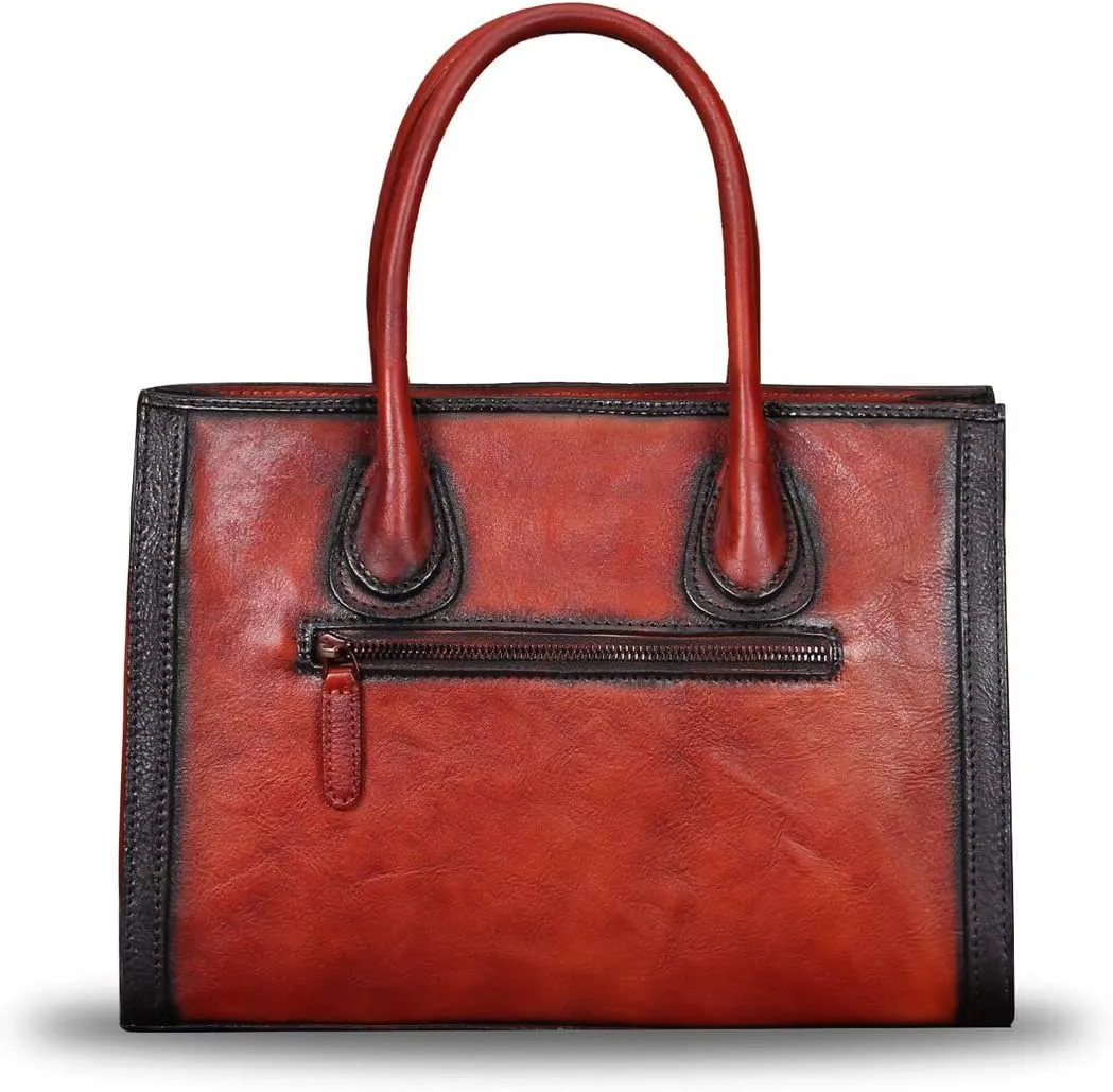 Genuine Leather Purses and Handbags for Women Vintage Real Leather Tote Bag Shoulder Bag Top Handle Satchel Purse
