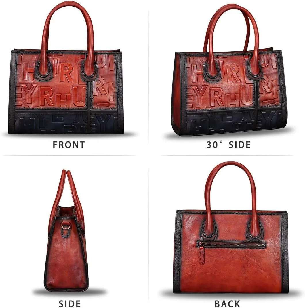 Genuine Leather Purses and Handbags for Women Vintage Real Leather Tote Bag Shoulder Bag Top Handle Satchel Purse