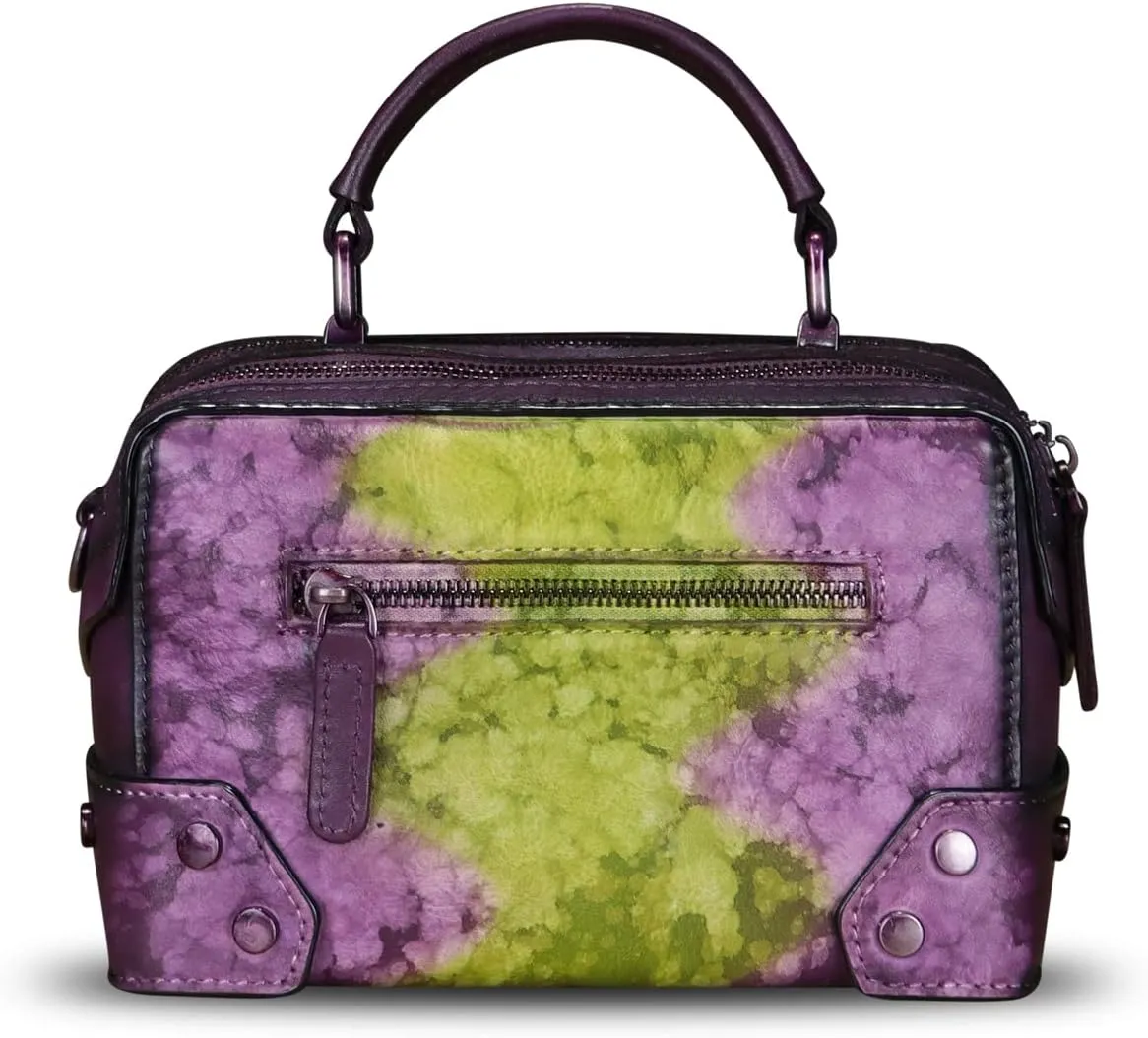 Genuine Leather Satchel for Women Purse Vintage Handmade Top Handle Handbag Retro Designer Crossbody Bag Purse