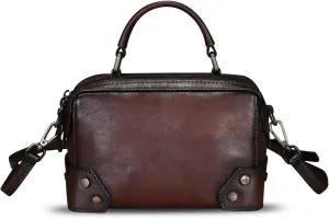 Genuine Leather Satchel for Women Purse Vintage Handmade Top Handle Handbag Retro Designer Crossbody Bag Purse