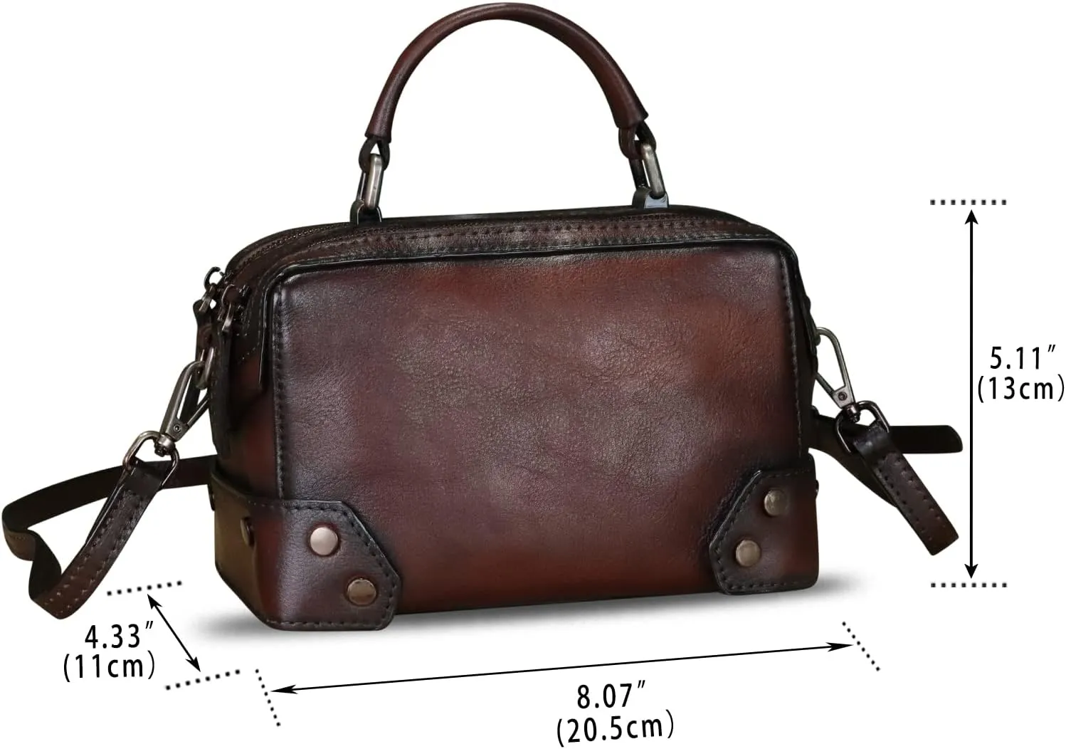 Genuine Leather Satchel for Women Purse Vintage Handmade Top Handle Handbag Retro Designer Crossbody Bag Purse