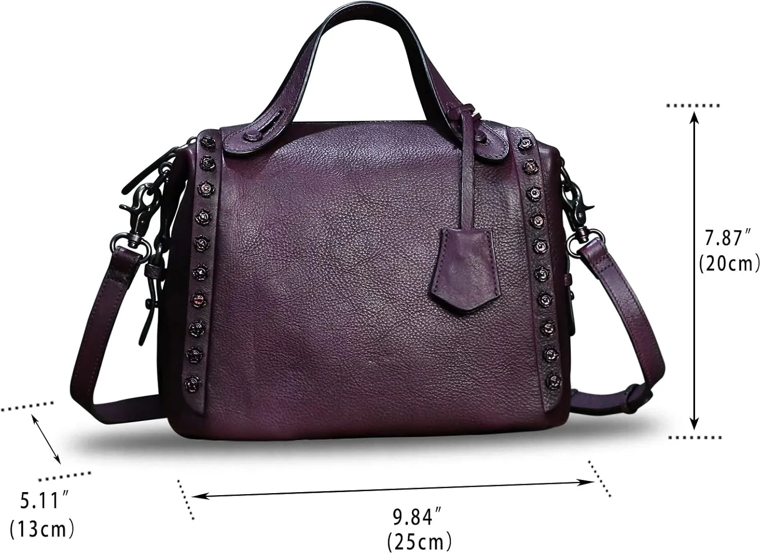 Genuine Leather Satchel Handbag for Women Retro Handmade Top Handle Crossbody Shoulder Bag Purses