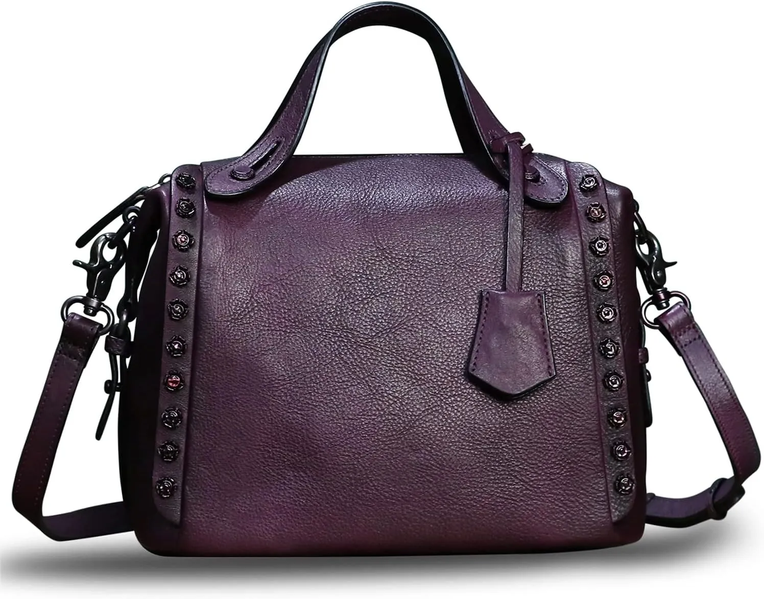 Genuine Leather Satchel Handbag for Women Retro Handmade Top Handle Crossbody Shoulder Bag Purses