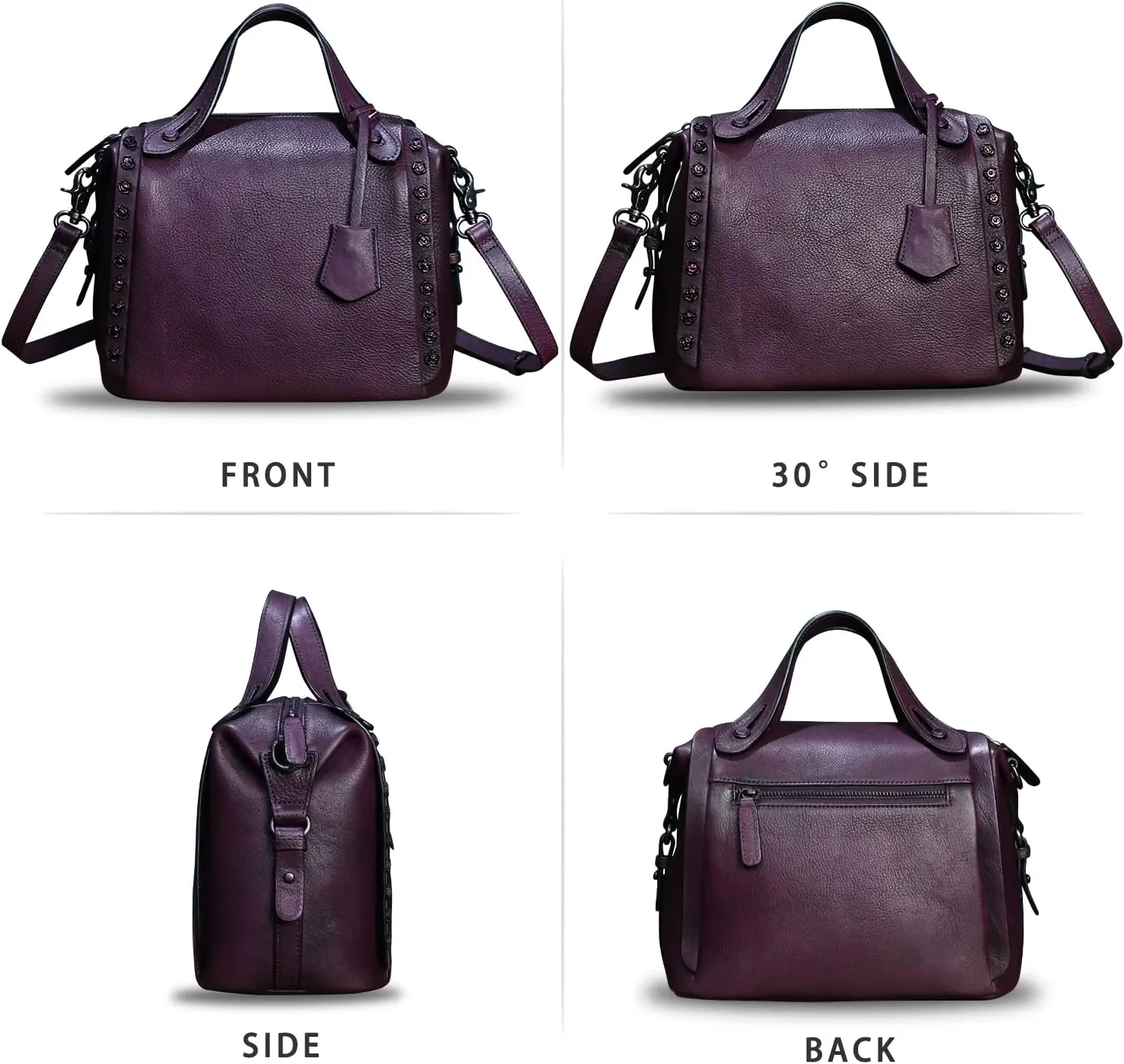 Genuine Leather Satchel Handbag for Women Retro Handmade Top Handle Crossbody Shoulder Bag Purses