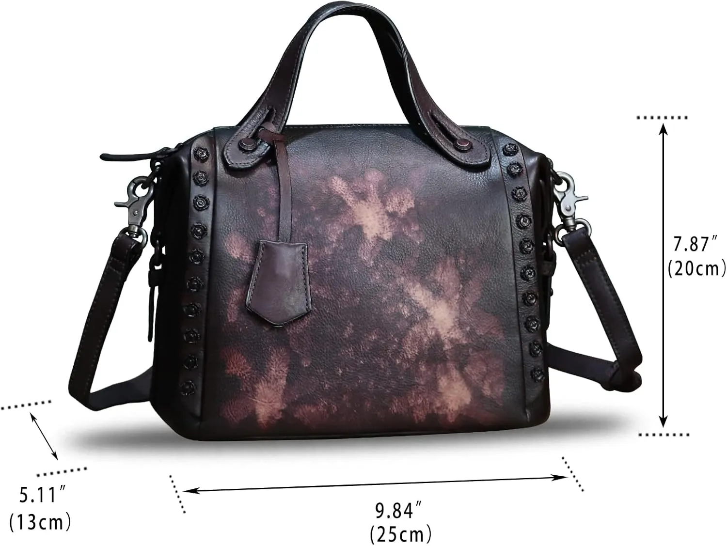 Genuine Leather Satchel Handbag for Women Retro Handmade Top Handle Crossbody Shoulder Bag Purses