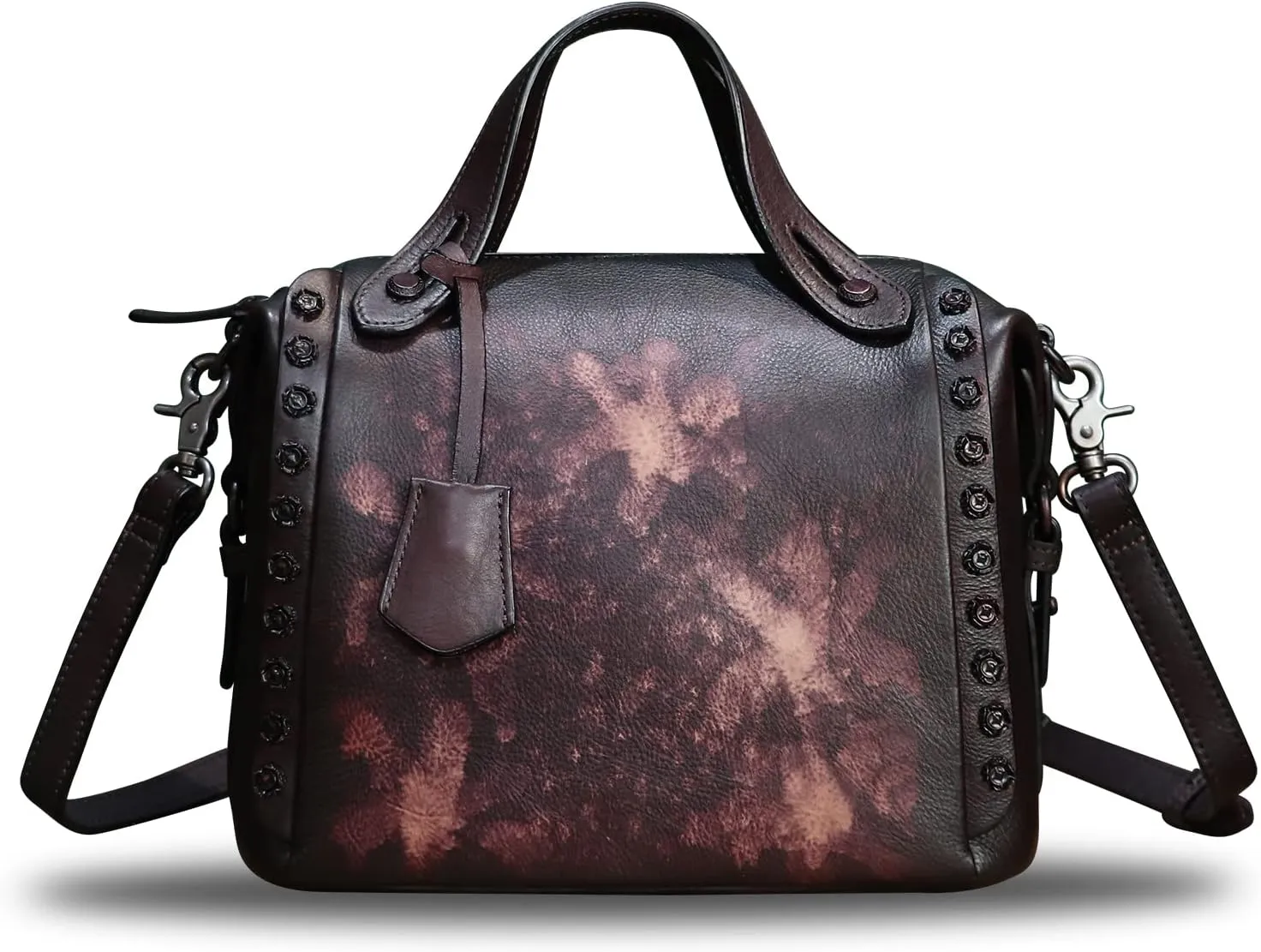 Genuine Leather Satchel Handbag for Women Retro Handmade Top Handle Crossbody Shoulder Bag Purses