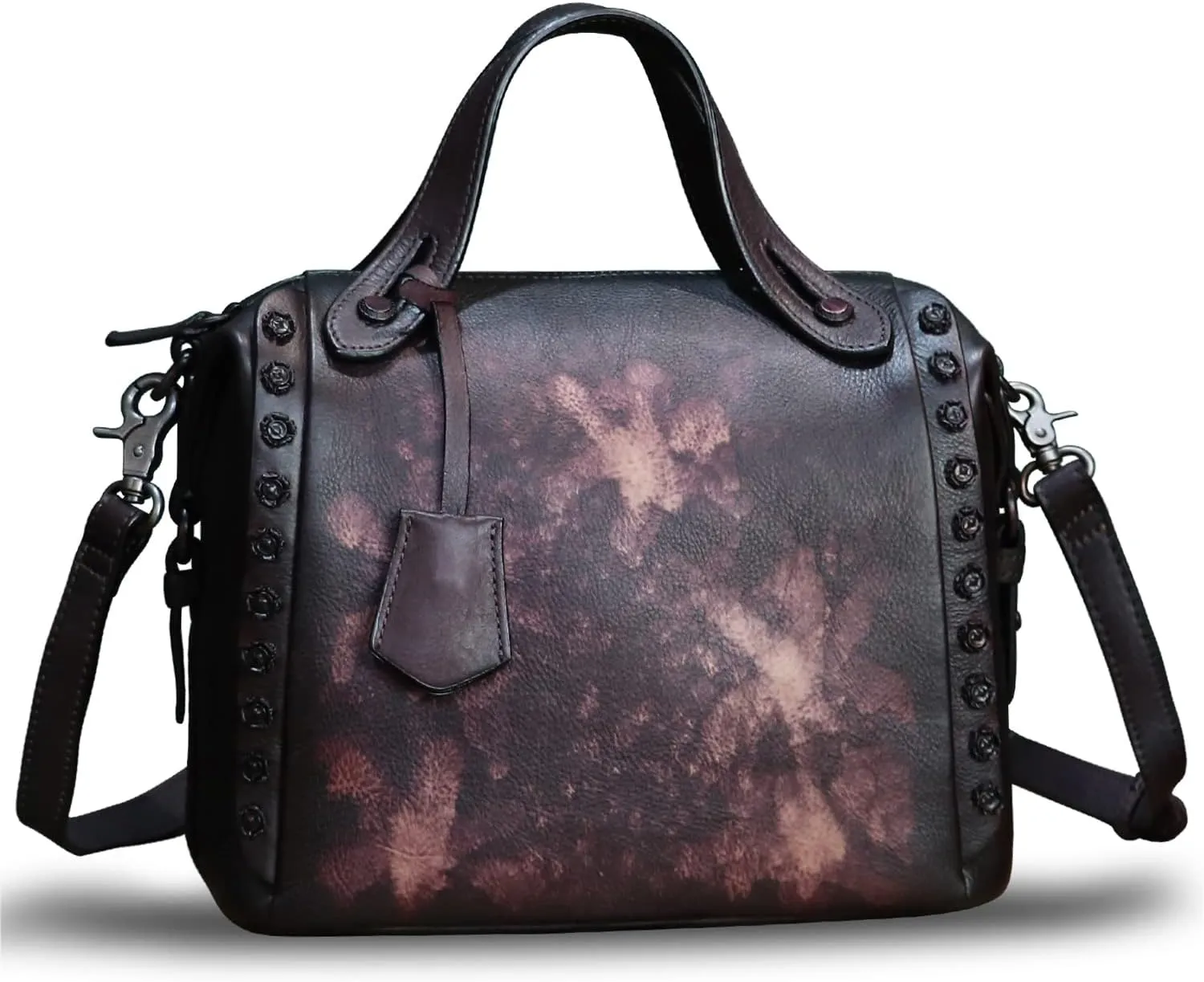 Genuine Leather Satchel Handbag for Women Retro Handmade Top Handle Crossbody Shoulder Bag Purses