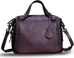 Genuine Leather Satchel Handbag for Women Retro Handmade Top Handle Crossbody Shoulder Bag Purses