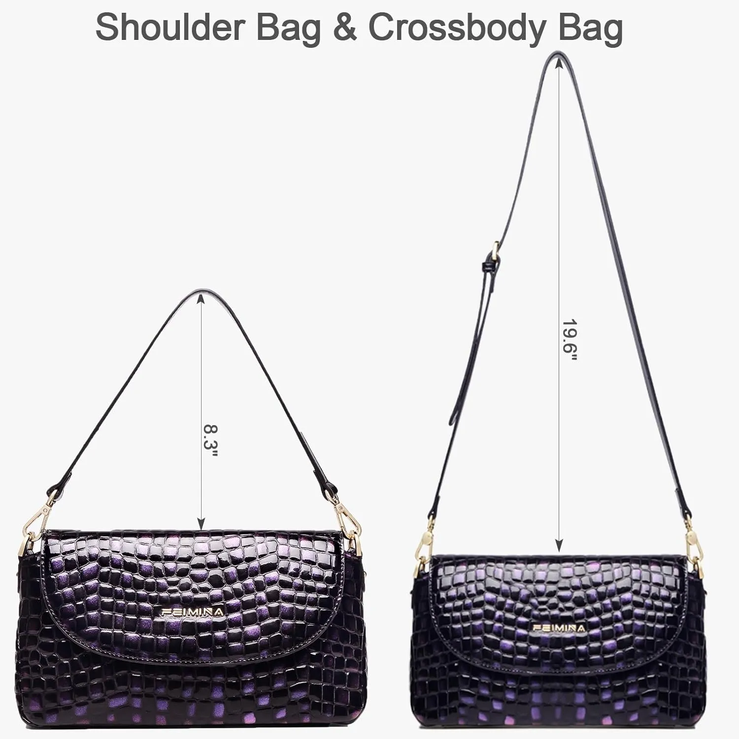 Genuine Leather Shoulder Bag for Women Black Shoulder Bag with Adjustable Strap