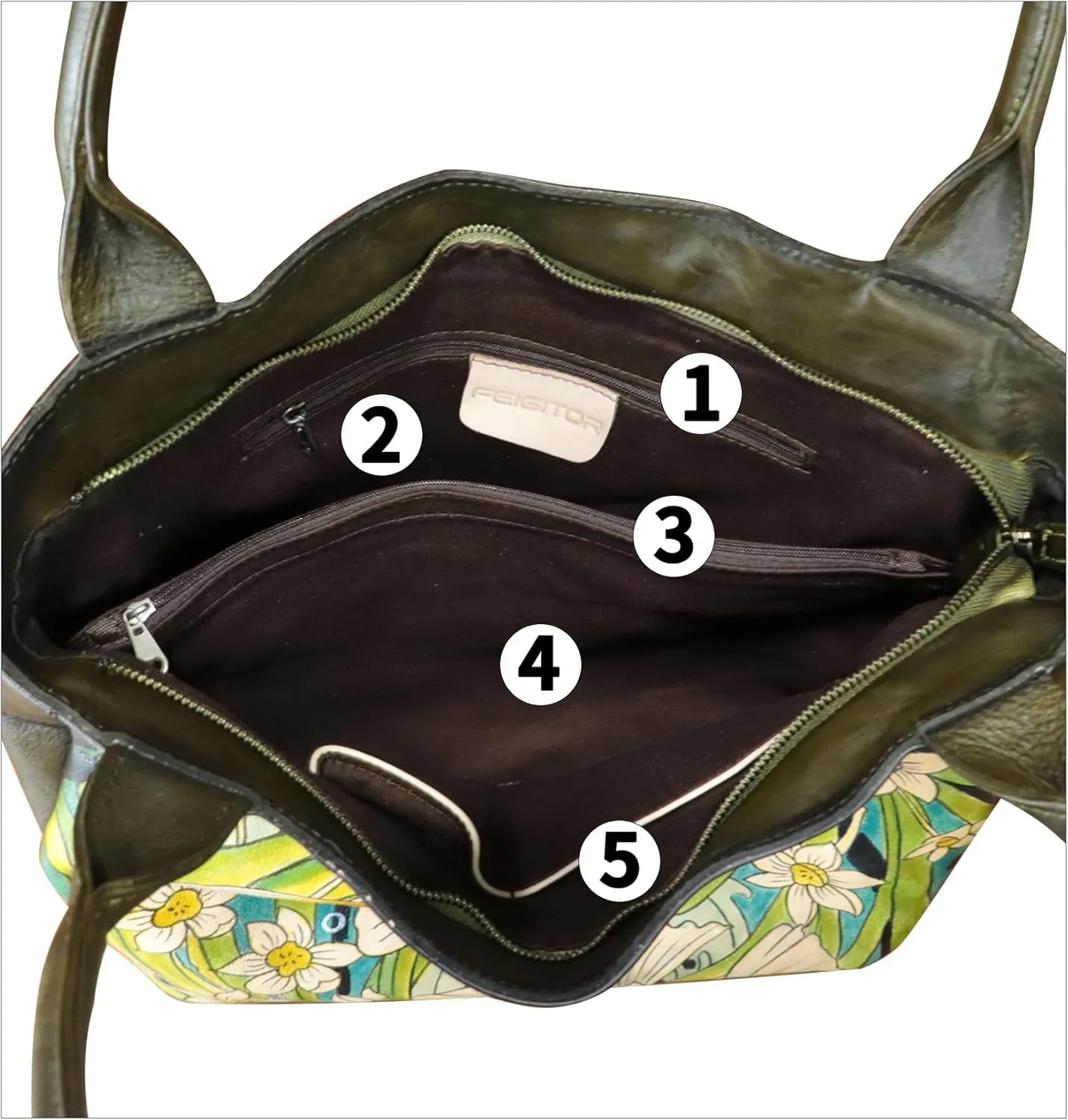 Genuine Leather Shoulder Bag for Women Hand Painted Leather Handbag Handmade Purse Work Tote Bag Casual Purse