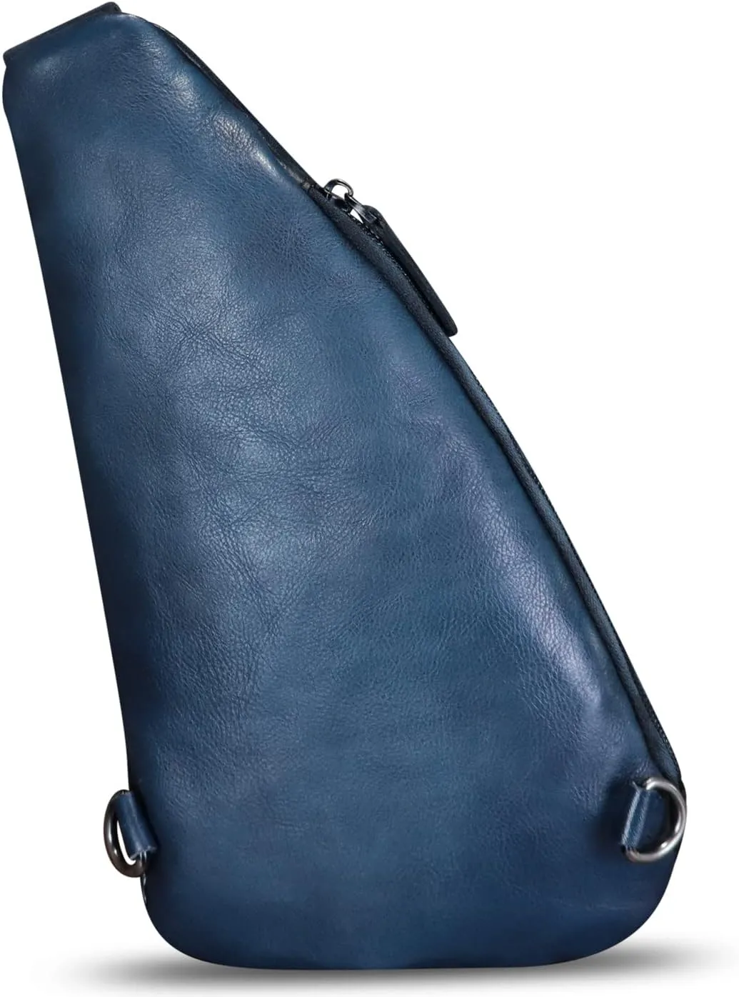 Genuine Leather Sling Bag Handmade Retro Crossbody Sling Backpack Purse Hiking Daypack Motorcycle Chest Shoulder Fanny Pack (Blue)