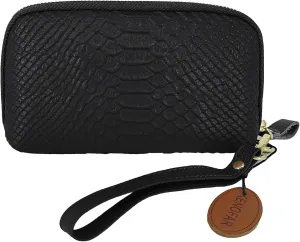 Genuine Leather Small Wristlet Wallet for Women Fashion Purse with Zipper