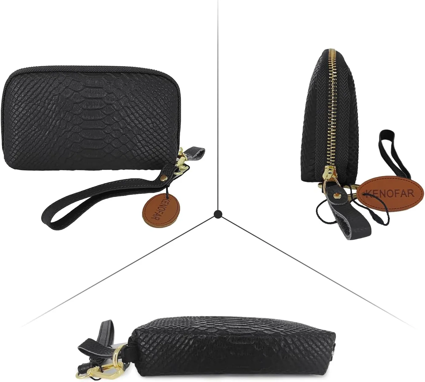 Genuine Leather Small Wristlet Wallet for Women Fashion Purse with Zipper