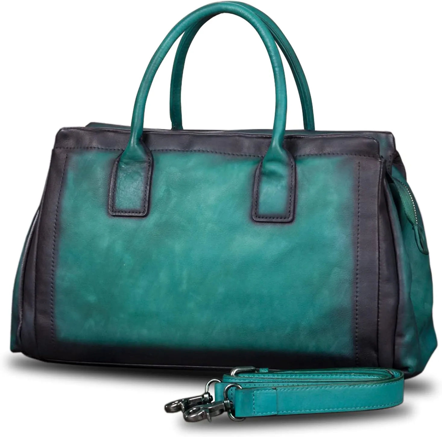 Genuine Leather Top Handle Handbag Satchel for Women Handmade Vintage Handbags Purse Retro Cowhide Crossbody Hobo Bag Purse