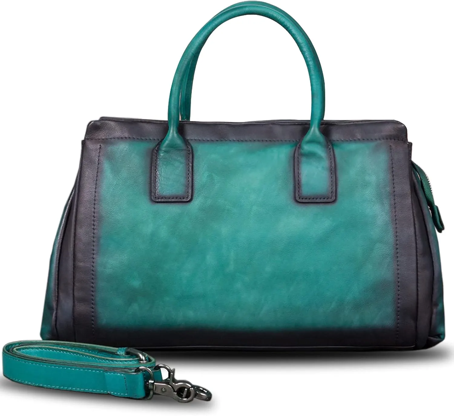 Genuine Leather Top Handle Handbag Satchel for Women Handmade Vintage Handbags Purse Retro Cowhide Crossbody Hobo Bag Purse