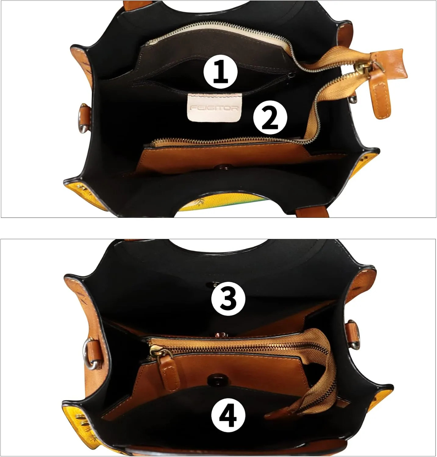 Genuine Leather Tote Bag for Women Hand Painted Leather Shoulder Handbag Handmade Purse Crossbody Work Tote Casual Purse