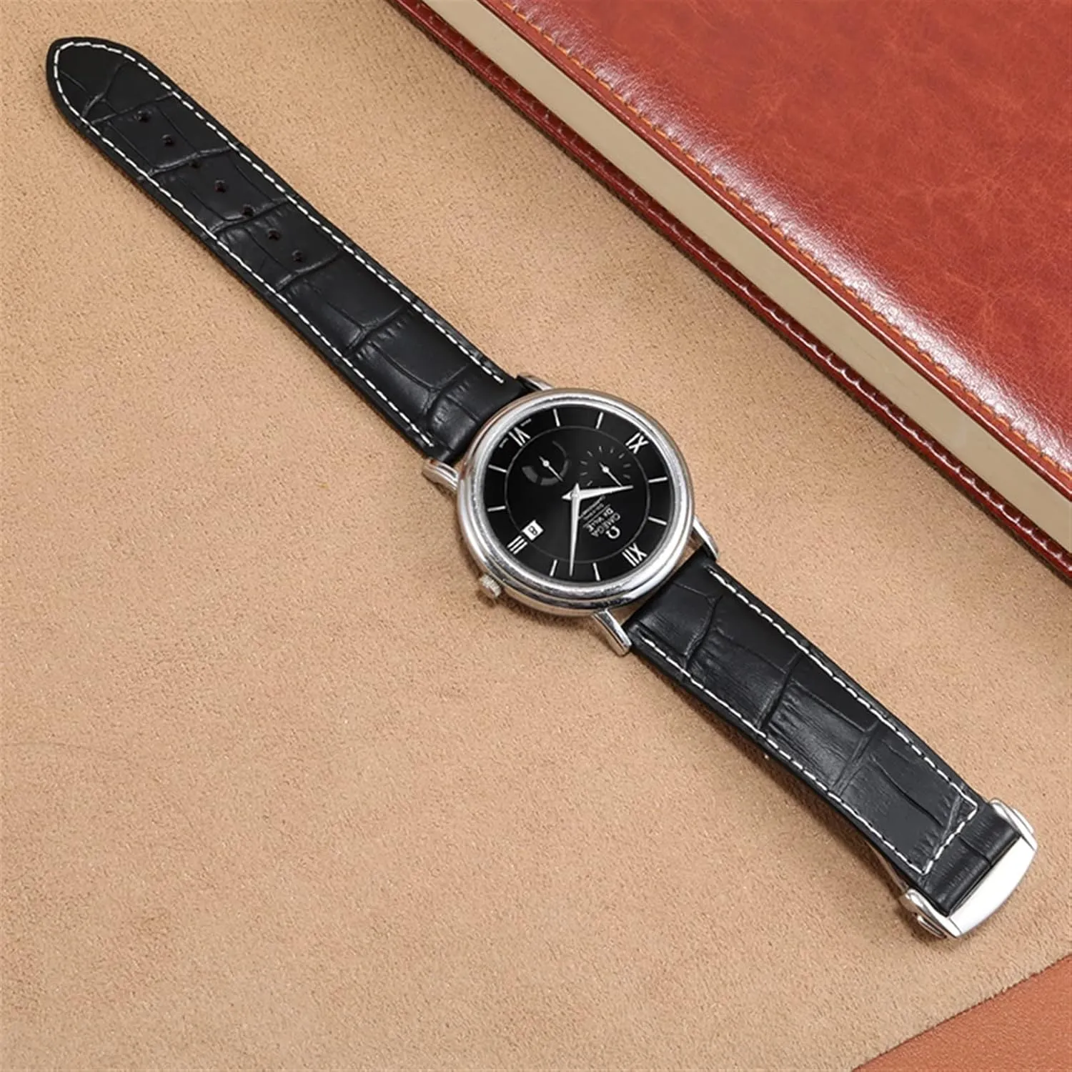 Genuine Leather Watch Band for Hamilton Kaqi Field Aviation Frosted Folding Buckle Watch Chain 20mm 22mm Strap (Color : 25-12mm, Size : 20mm)
