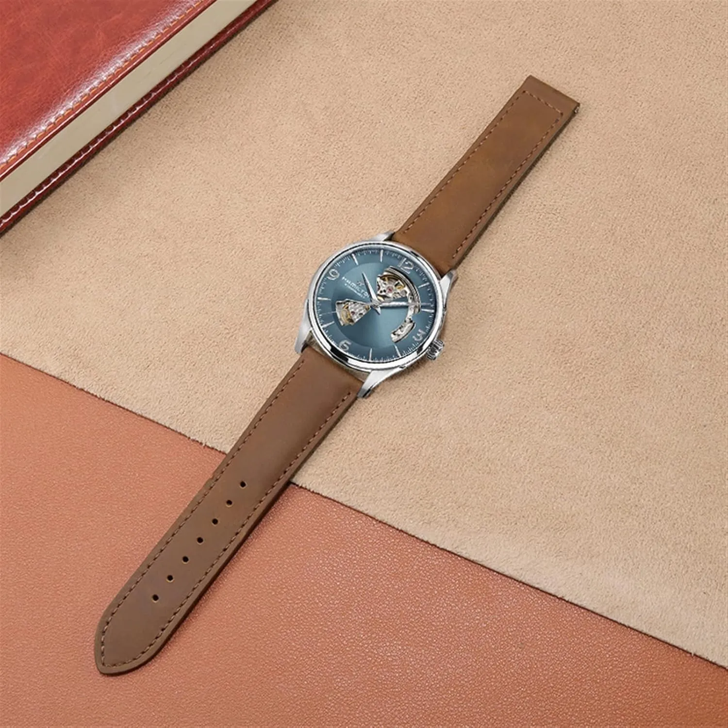 Genuine Leather Watch Band for Hamilton Kaqi Field Aviation Frosted Folding Buckle Watch Chain 20mm 22mm Strap (Color : 25-12mm, Size : 20mm)