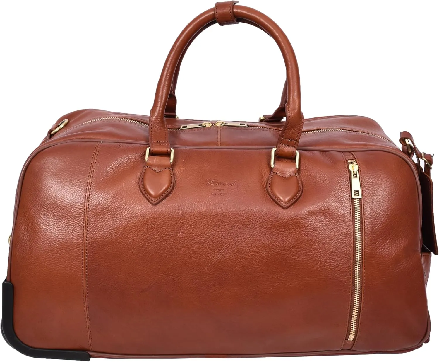 Genuine Leather Wheeled Holdall Duffel Weekend Overnight Bag Whitby, Tan, L, Wheeled Travel Holdall