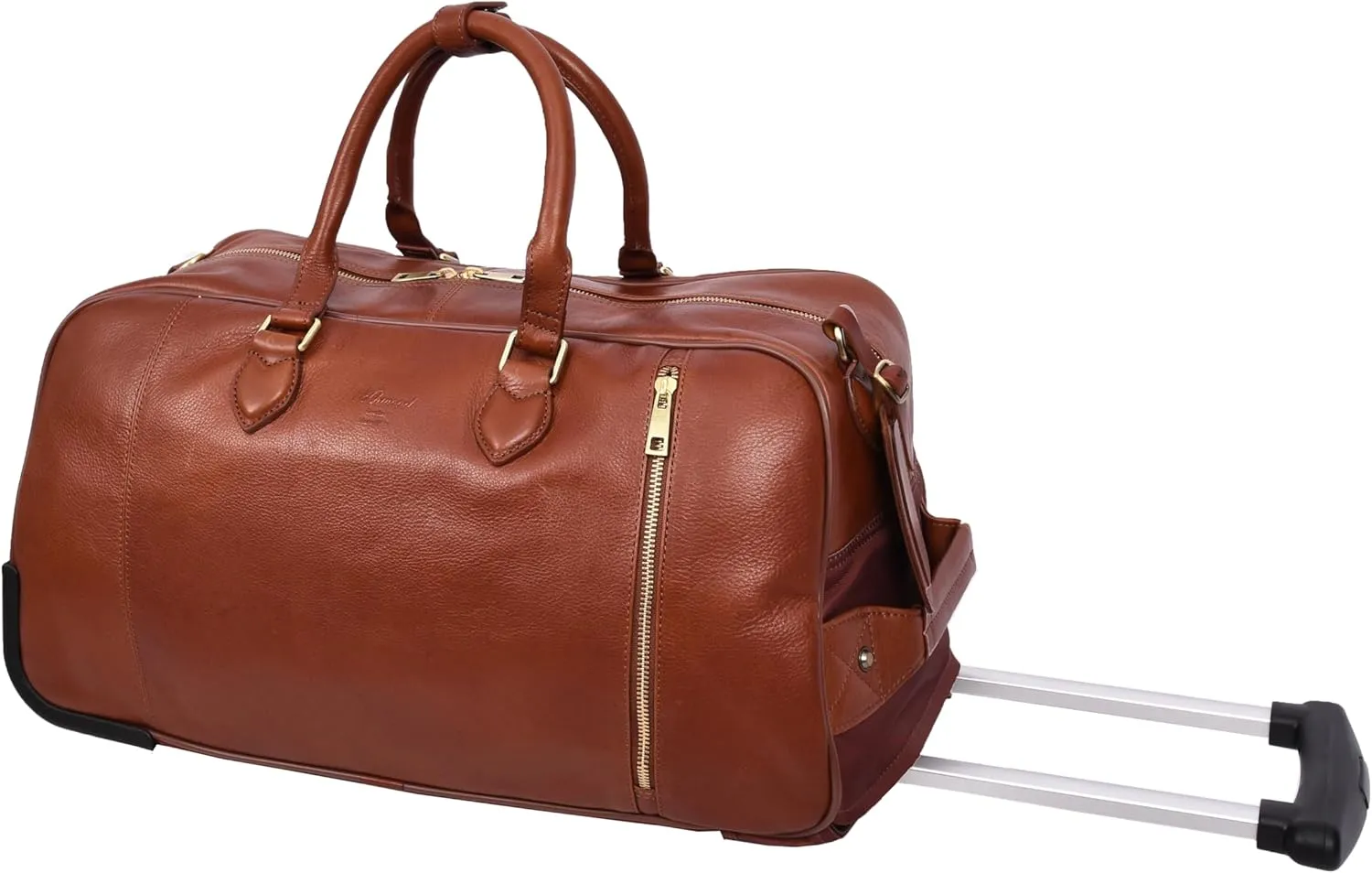 Genuine Leather Wheeled Holdall Duffel Weekend Overnight Bag Whitby, Tan, L, Wheeled Travel Holdall