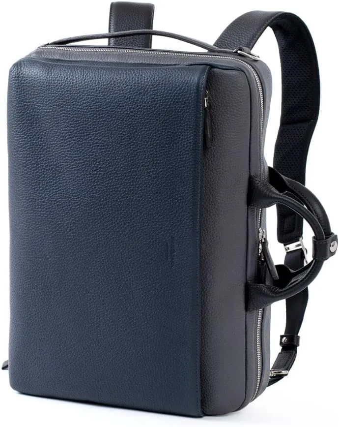Genuine Multi Leather Briefcase/Ruck A4, Made In Japan, No.627512, Navy