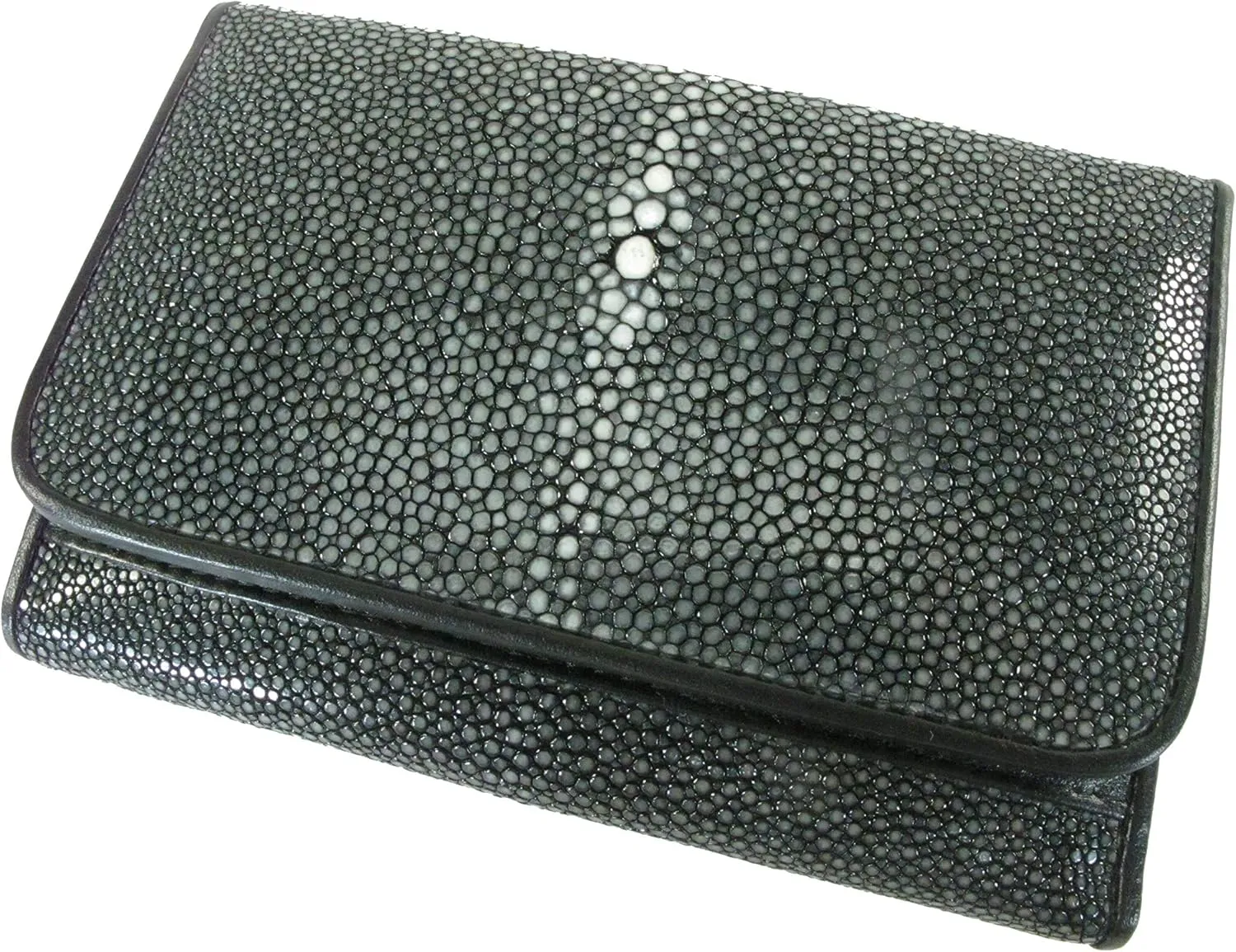 Genuine Polished Stingray Skin Soft Medium Clutch Wallet Purse