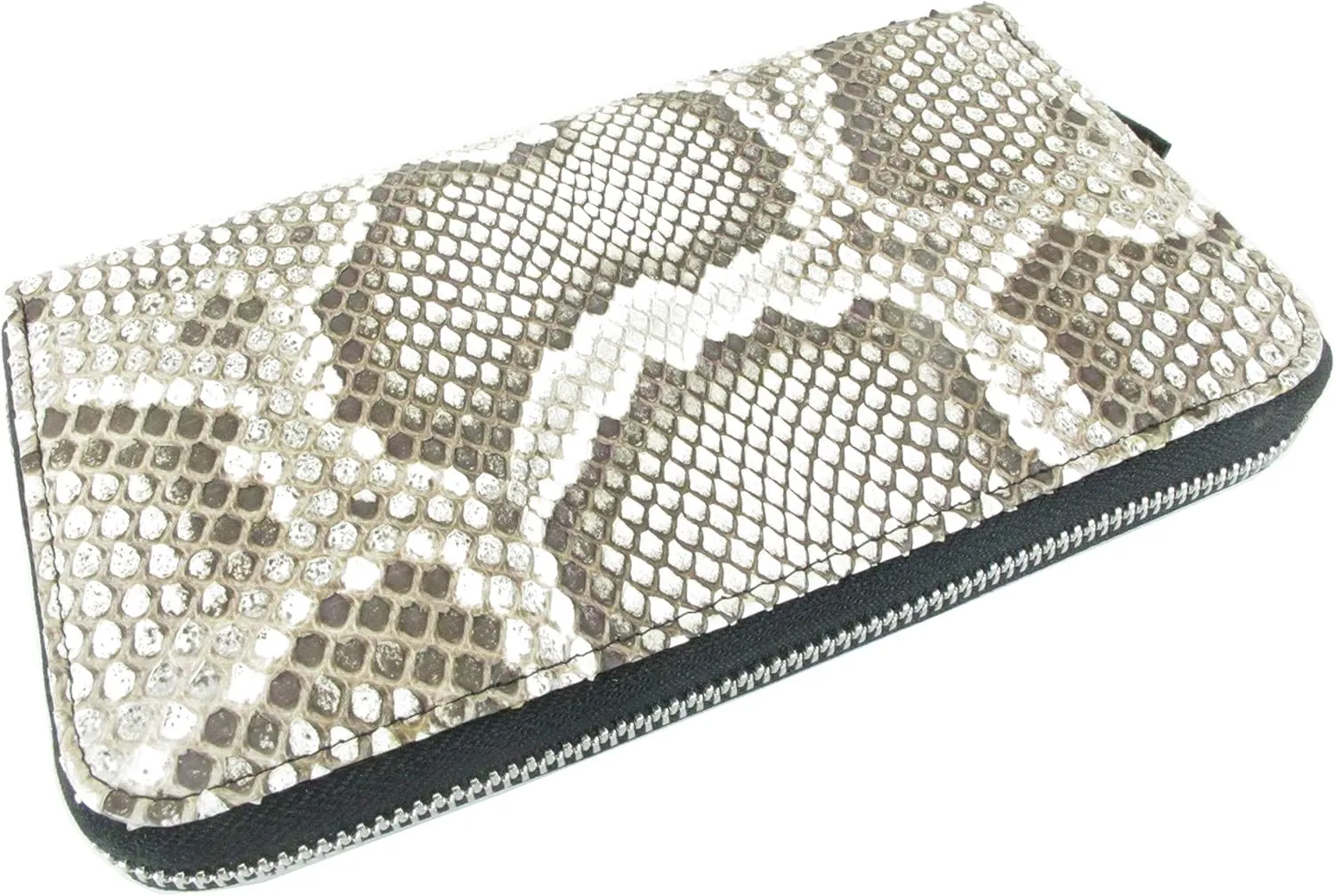 Genuine Python Snake Skin Leather Zip Around Clutch Wallet Purse (Burmese Python)