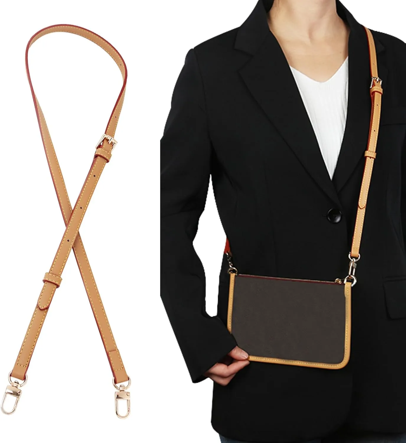 Genuine Vachetta Leather Shoulder Bag Strap Replacement for Handbag or Purse