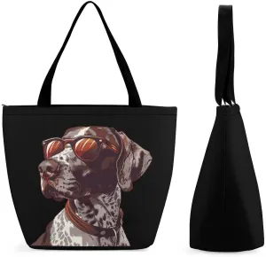 German Shorthaired Pointer Dog Cool Womens Tote Bag Purse with Zippered Shoulder Handbags For Work