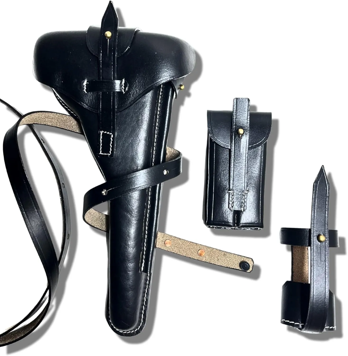 German WWI Artillery Luger Leather Holster w/Stock Straps, P08 Luger