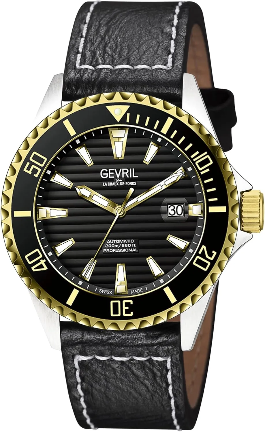 Gevril Men's Chamber Swiss Automatic Watch, Genuine Italian Leather Strap