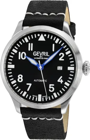 Gevril Men's Vaughn Swiss Automatic Watch, Genuine Italian Leather Strap