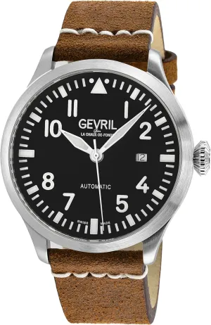 Gevril Men's Vaughn Swiss Automatic Watch, Genuine Italian Leather Strap