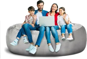 Giant Bean Bag Chair Cover for Adults (No Filler, Cover only) 6FT Comfy Dutch Velvet Big Bean Bag Cover Bean Bag Bed - Fluffy Lazy Sofa Cover Light Grey (180 * 90cm)